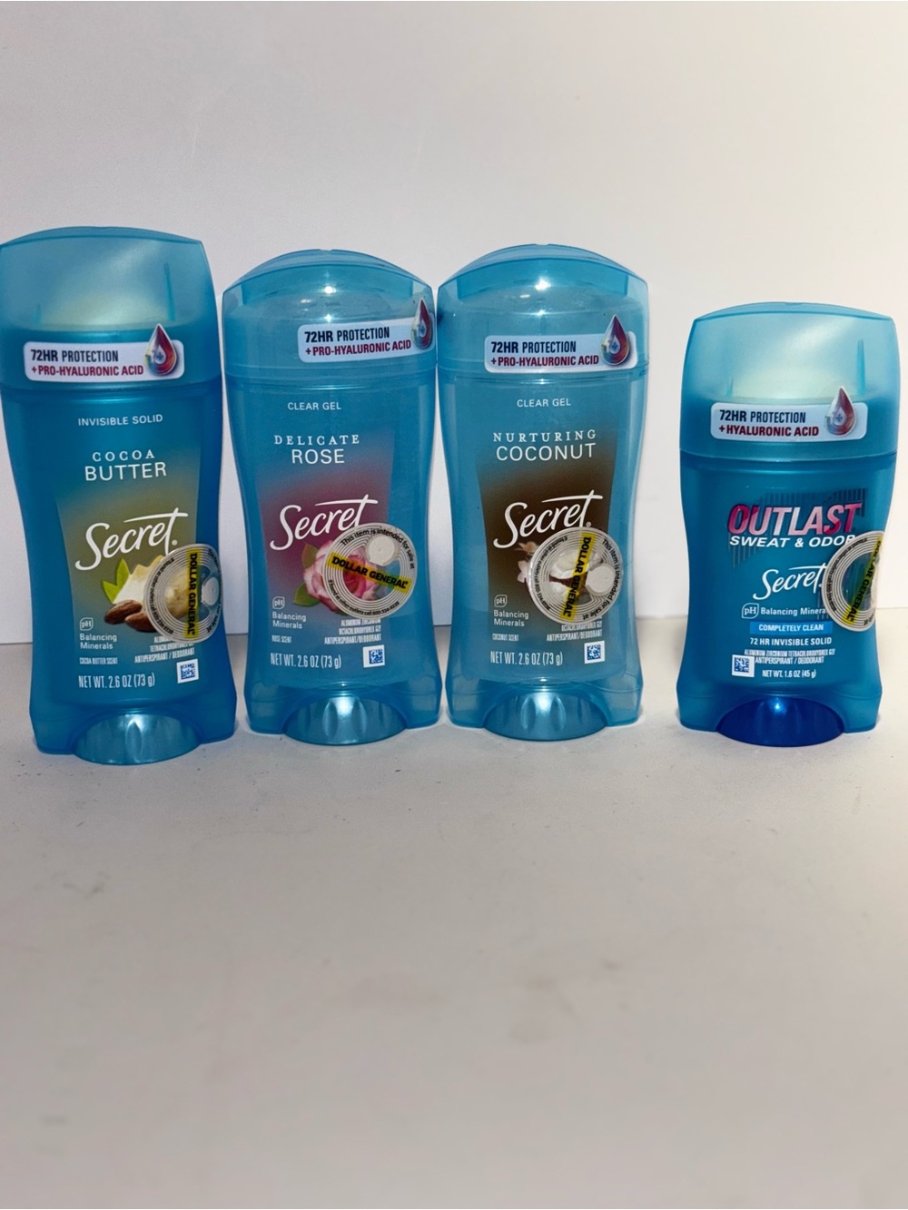 Secret Women’s Deodorant Bundle of 4 Assorted Scents-clear gel-invisible solid